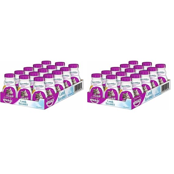 Whiskas Katzenmilch für Kätzchen ab 6 Wochen, 15 Flaschen, 15x200ml – Leckerer Snack für eine glückliche Katze, laktosereduziert und leicht verdaulich,3 l (2er Pack)