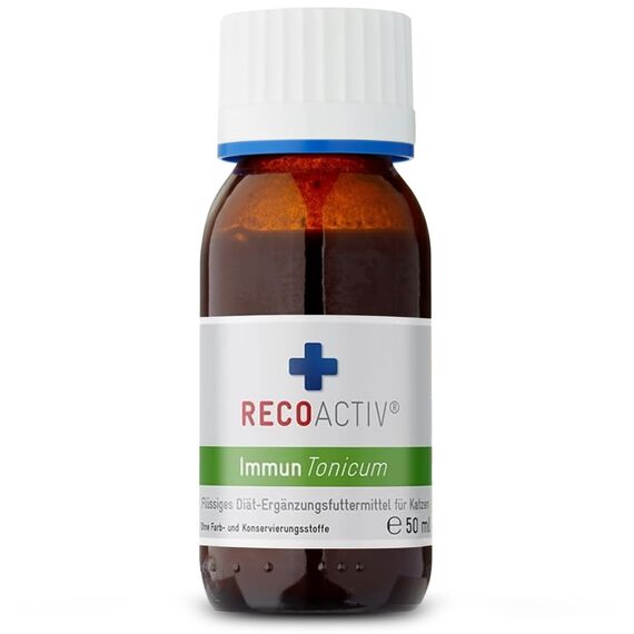 RECOACTIV Immun Tonicum für Katzen, 6 x 50 ml, Appetit anregendes Diät-Ergänzungsfuttermittel bei Untergewicht, Mangelerscheinungen, gestörter Nahrungsaufnahme und in der Rekonvaleszenz