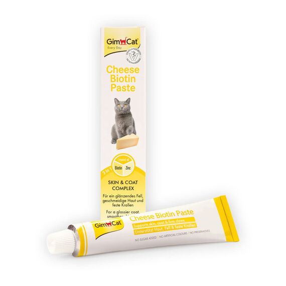 GimCat Cheese Biotin Paste - Mit aromatischem Käse, Zink und Leinöl für Fell, Haut und Krallen - 1 Tube (1 x 100 g)