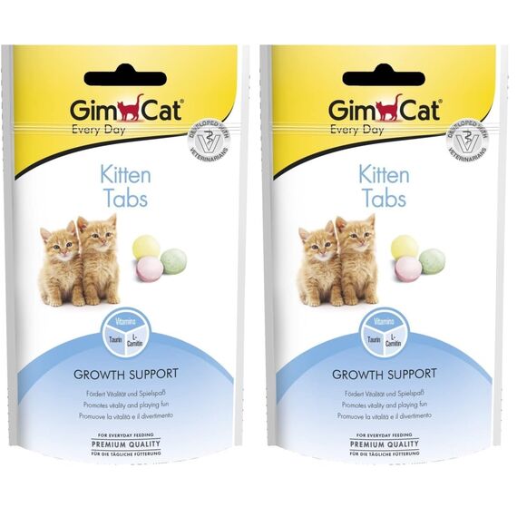 GimCat Kitten Tabs - Funktionaler Katzensnack speziell für Junge Katzen ab der 6. Woche - 1 Beutel (1 x 40 g) (Packung mit 2)