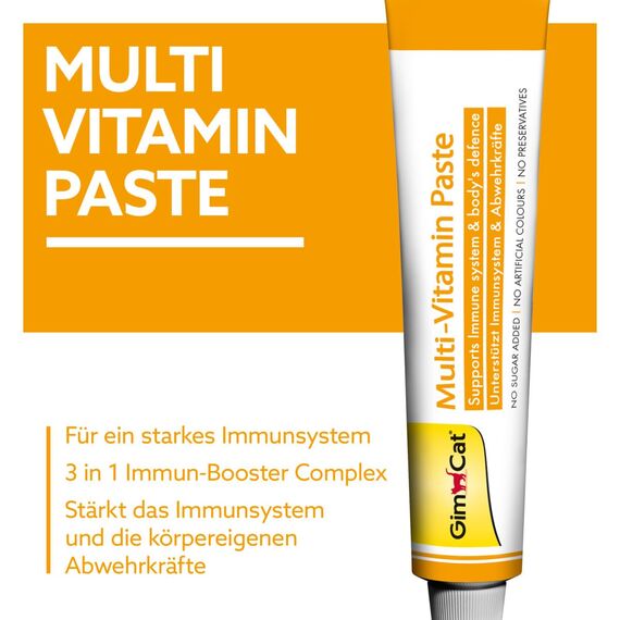 GimCat Multi-Vitamin Paste - Gesunder Katzensnack aktiviert Abwehrkräfte und stärkt das Immunsystem - 1 Tube (1 x 200 g)