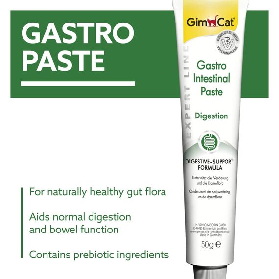 GimCat EXPERT LINE Gastro Intestinal Paste - Funktionaler Katzensnack unterstützt Verdauung und Darmflora - 1 Tube (1 x 50 g) (Packung mit 2)