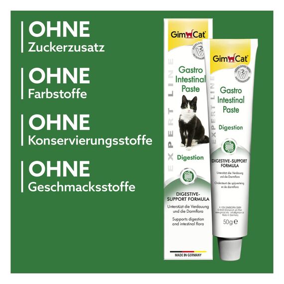 GimCat EXPERT LINE Gastro Intestinal Paste - Funktionaler Katzensnack unterstützt Verdauung und Darmflora - 1 Tube (1 x 50 g)