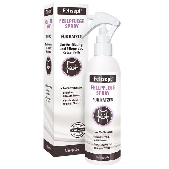 Felisept Fellpflegespray für Katzen 250ml - Entfilzungsspray Katze verfilztes Fell entfernen, besonderer Schutz & Pflege für das Katzenfell - Erleichtert das Auskämmen