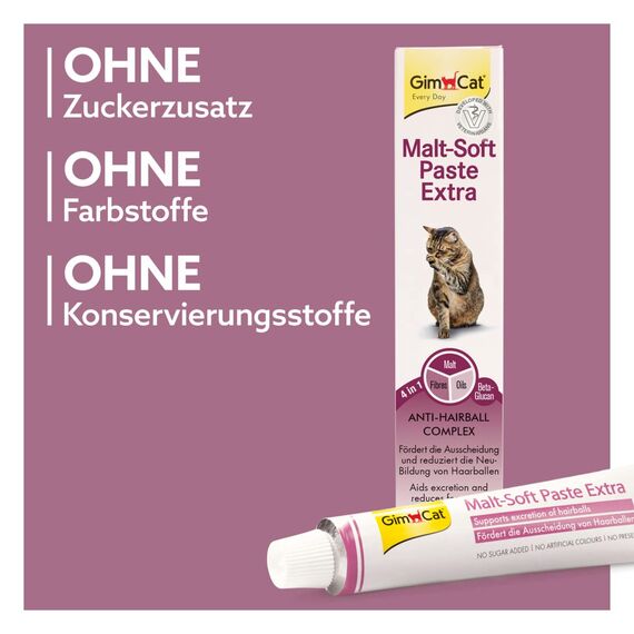 GimCat Malt-Soft Paste Extra - Anti-Hairball Katzensnack fördert Ausscheidung von Haarballen - 1 Tube (1 x 100 g)