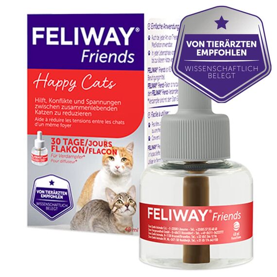 FELIWAY Friends Nachfüller | Pheromone Katzen | 48ml Flakon für die Steckdose | Diffuser gegen Stress, für mehr Harmonie | bis zu 30 Tage Anwendung | von Tierärzten empfohlen, klinisch getestet