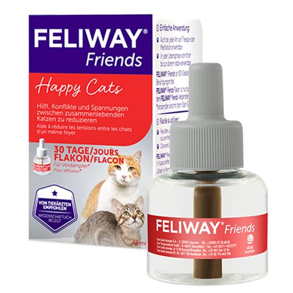 FELIWAY Friends Nachfüller | Pheromone Katzen | 48ml Flakon für die Steckdose | Diffuser gegen Stress, für mehr Harmonie | bis zu 30 Tage Anwendung | von Tierärzten empfohlen, klinisch getestet
