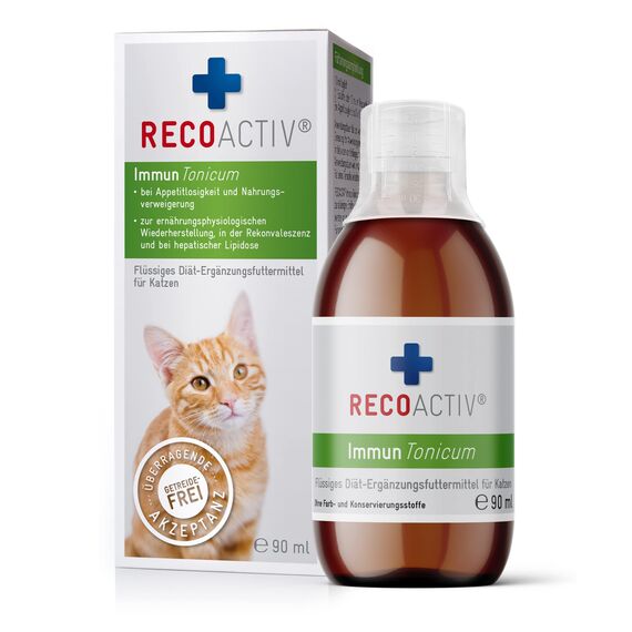 RECOACTIV Immun Tonicum für Katzen - 1 x 90 ml - Diät-Ergänzungsfuttermittel & Appetitanreger zur Anwendung bei Untergewicht, Mangelerscheinungen, gestörter Nahrungsaufnahme und in der Rekonvaleszenz