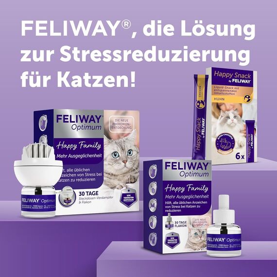 FELIWAY Optimum Nachfüllflakon für Katze | Pheromone zur Reduktion von Harnmarkieren, Kratzen oder Verstecken | sorgt für mehr Harmonie zwischen Katzen | 48ml