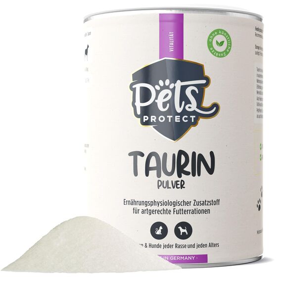 Pets Protect 100% reines TAURIN-Pulver für Katzen & Hunde 150 g | Gesunderhaltung Netzhaut & Organfunktion | Immunsystem & Stoffwechsel | Stärkung von Herzkreislaufsystem | Deutsche Herstellung