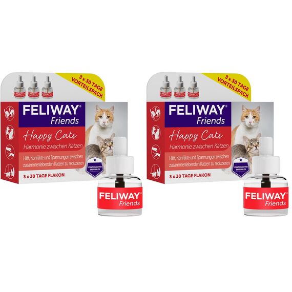 FELIWAY Friends Nachfüllflakon für Katzen | reduziert Konflikte & Spannungen wie Jagen, Kämpfen & Anstarren | reduziert Konfliktverhalten für glückliche Katzen | 3 x 48 ml (neu) (Packung mit 2)