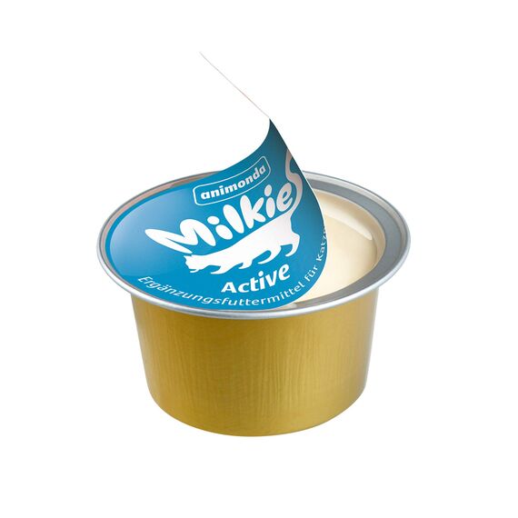 animonda Milkies Katzensnack mit Milch - Cups Active (20 Cups à 15 g), leicht verdauliche Katzenmilch für Erwachsene Katzen, Milch-Snack ohne Soja und Zucker