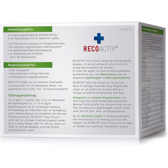 RECOACTIV Immun Tonicum für Katzen, 6 x 50 ml, Appetit anregendes Diät-Ergänzungsfuttermittel bei Untergewicht, Mangelerscheinungen, gestörter Nahrungsaufnahme und in der Rekonvaleszenz