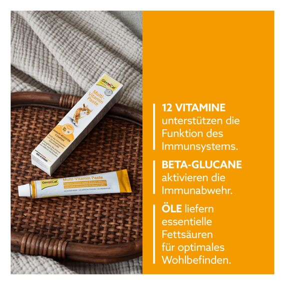 GimCat Multi-Vitamin Paste - Gesunder Katzensnack aktiviert Abwehrkräfte und stärkt das Immunsystem - 1 Tube (1 x 200 g)