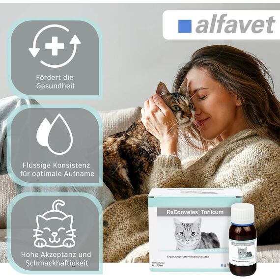 alfavet ReConvales Tonicum Katze, 6 x 45ml, appetitanregendes Ergänzungsfuttermittel zur Rekonvaleszenz und bei Untergewicht