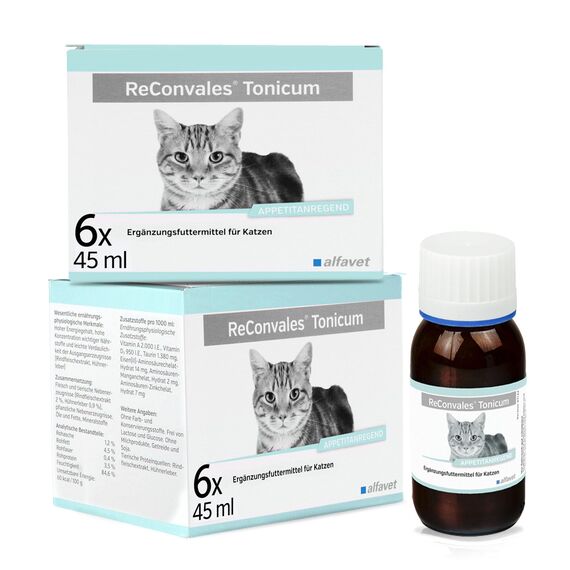 alfavet ReConvales Tonicum Katze, 2 x 6 x 45ml, appetitanregendes Ergänzungsfuttermittel zur Rekonvaleszenz und bei Untergewicht