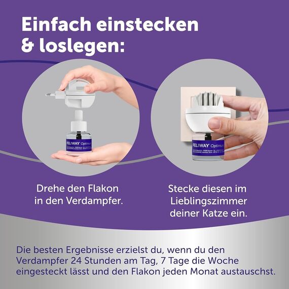 FELIWAY Optimum 3x30 Tage Vorteilspack für Pheromon Verdampfer, 3x48ml - Hilft Anzeichen von Stress bei Katzen und Kitten zu reduzieren, von Tierärzten empfohlen, klinisch getestet, für mehr Harmonie
