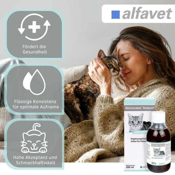 alfavet ReConvales Tonicum Katze, 280 ml, appetitanregendes Ergänzungsfuttermittel zur Rekonvaleszenz und bei Untergewicht