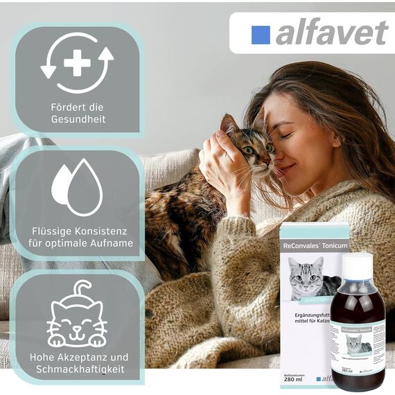 alfavet ReConvales Tonicum Katze, 2 x 6 x 45ml, appetitanregendes Ergänzungsfuttermittel zur Rekonvaleszenz und bei Untergewicht