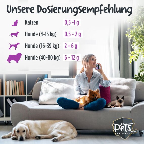Pets Protect 100% reines TAURIN-Pulver für Katzen & Hunde 150 g | Gesunderhaltung Netzhaut & Organfunktion | Immunsystem & Stoffwechsel | Stärkung von Herzkreislaufsystem | Deutsche Herstellung