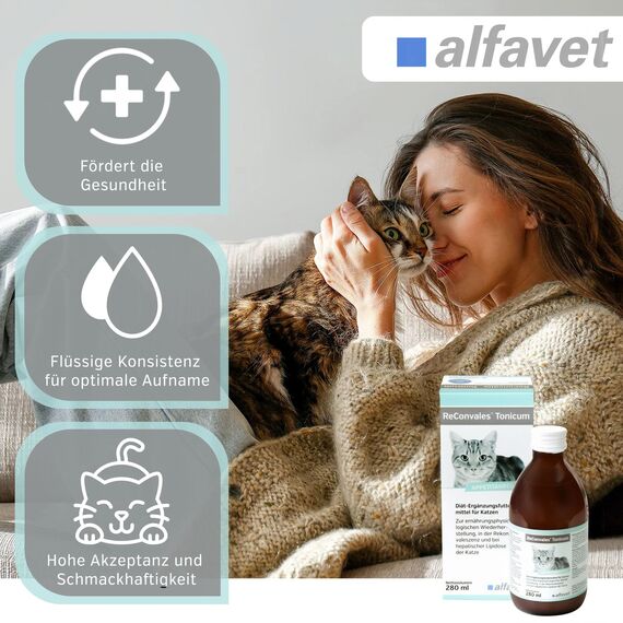 alfavet ReConvales Tonicum Katze, Doppelpack, appetitanregendes Ergänzungsfuttermittel zur Rekonvaleszenz und bei Untergewicht, 2 x 280 ml