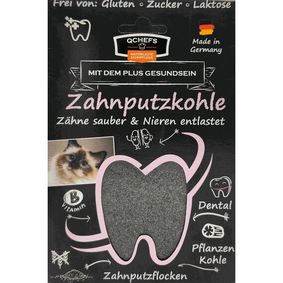 QCHEFS ZahnputzKOHLE Katze: Niere Probleme als Zahnpflege im Futtertopping zum Futter Lachsöl Katze Malz Katzenmilch