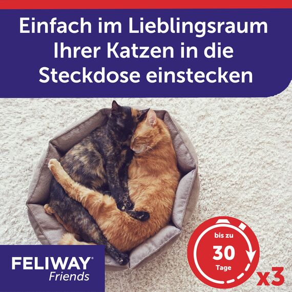 FELIWAY Friends Nachfüllflakon für Katzen | reduziert Konflikte & Spannungen wie Jagen, Kämpfen & Anstarren | reduziert Konfliktverhalten für glückliche Katzen | 3 x 48 ml (neu) (Packung mit 2)