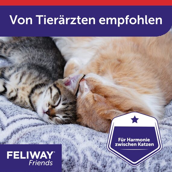 FELIWAY Friends Nachfüllflakon für Katzen | reduziert Konflikte & Spannungen wie Jagen, Kämpfen & Anstarren | reduziert Konfliktverhalten für glückliche Katzen | 3 x 48 ml (neu)