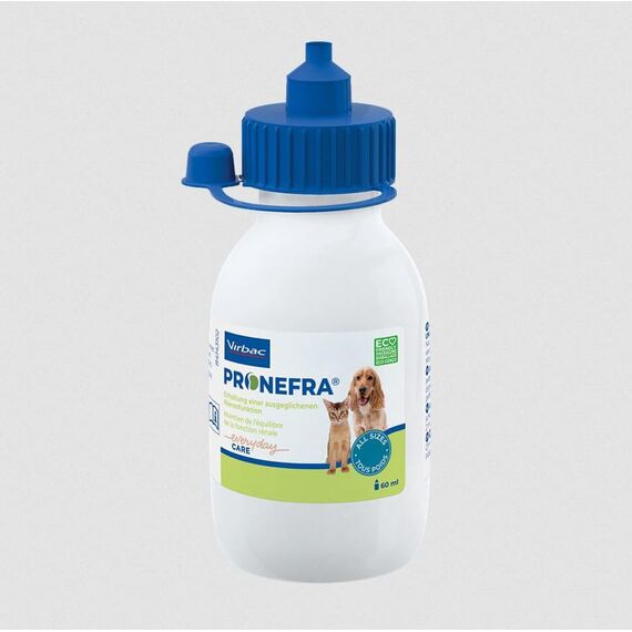 Virbac Pronefra | 60 ml | Ergänzungsfuttermittel für Hunde & Katzen | Unterstützung der normalen Nierenfunktion