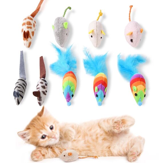 Adiwo Kkatzenspielzeug Maus, 9 Stück Katzenminzen Spielzeug Plüsch Maus mit Katzenminze Plüsch Katzenspielzeug Interaktives Katzenspielzeug Spielzeug für Katzen und Kätzchen Spielzeug Mäuse