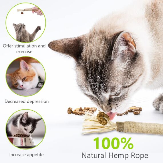 vsshe Katzenminze Sticks,6 Stück Matatabi Katzensticks Katzenminzen Spielzeug Matatabi Stick Katzen Sticks Katzenminze Zähne Reinigung Dental Katzenspielzeug für Katzen Zahnpflege Natürlich Sicher