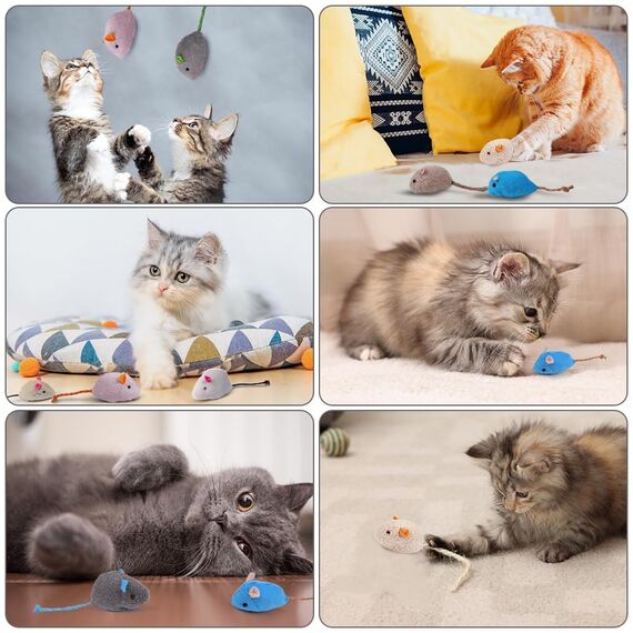 Adiwo Katzenspielzeug Maus 24 Stück Plüsch Mäuse Mit Katzenminze interaktives Spielzeug Für Katzen Und Kätzchen