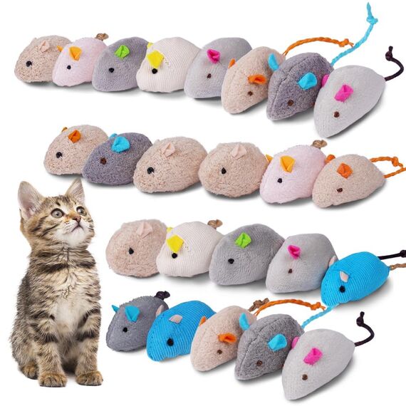Adiwo Katzenspielzeug Maus 24 Stück Plüsch Mäuse Mit Katzenminze interaktives Spielzeug Für Katzen Und Kätzchen