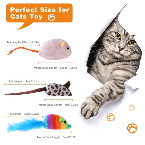 Adiwo Kkatzenspielzeug Maus, 9 Stück Katzenminzen Spielzeug Plüsch Maus mit Katzenminze Plüsch Katzenspielzeug Interaktives Katzenspielzeug Spielzeug für Katzen und Kätzchen Spielzeug Mäuse