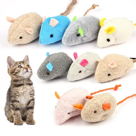 Adiwo Katzenspielzeug Maus, 9 Stück Plüsch Maus mit Katzenminze, Interaktives Katzenspielzeug für Katzen und Kätzchen, Ideal für kleine Rassen