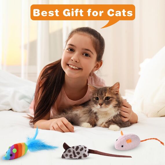 Adiwo Kkatzenspielzeug Maus, 9 Stück Katzenminzen Spielzeug Plüsch Maus mit Katzenminze Plüsch Katzenspielzeug Interaktives Katzenspielzeug Spielzeug für Katzen und Kätzchen Spielzeug Mäuse
