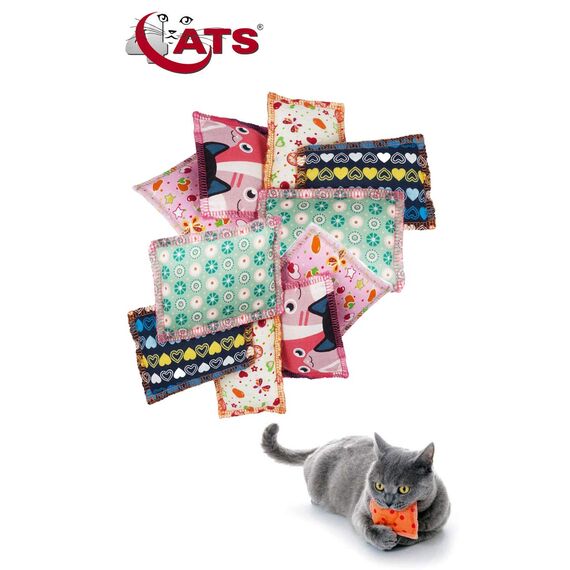 10er Sparpack | 4cats | Schmusekissen mit Baldrian | L 7,5 x B 10 x H 1,5 cm