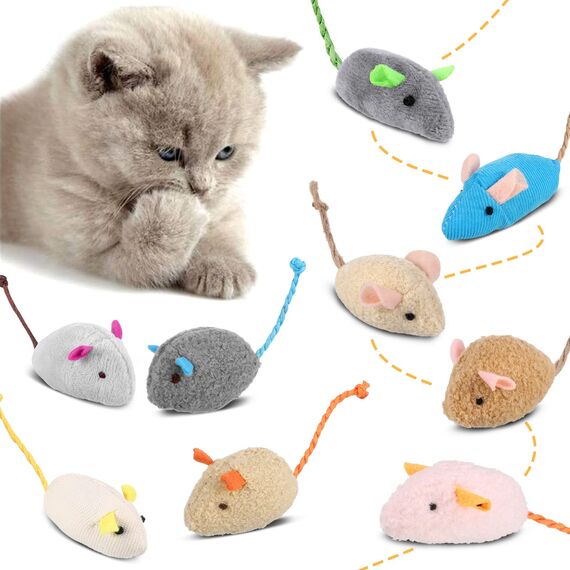 Xinstroe 9 Stück Katzenminzen Spielzeug, Plüsch Maus Kitten Spielzeug Katzenspielzeug mit Katzenminze Mäuse Catnip Toy katzenspielzeug fur Katze und Kitten, Grau,Kaffee,Grau,Braun,Hellgrau,Rosa,Beige