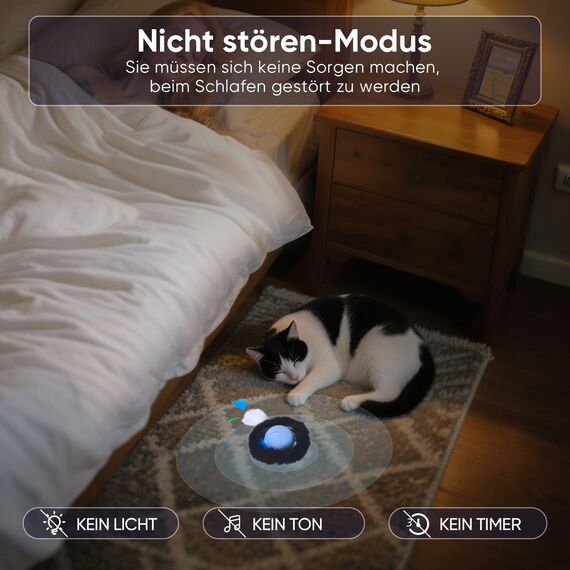 GoldenSun Katzenspielzeug, Bewegungs-Zwitscher-aktivierte Bewegung, Einzelnes Katzenballspielzeug, Blau mit Schwarzem Gummiband und Einem Wollzubehör
