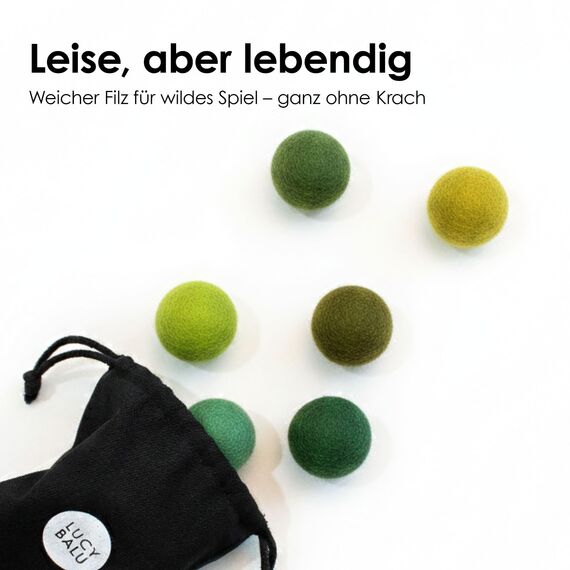 LucyBalu® Filzbälle für Katzen | Katzenspielzeug | Katzenbälle aus Filz | Spielsachen aus 100% Wolle | Natürliches Spielzeug für Kätzchen | Spielbälle Fair aus Nepal | 6 Stück | Grün