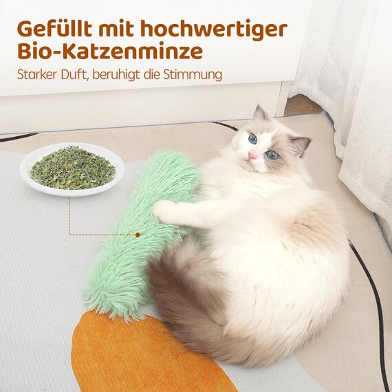 Potaroma Katzenspielzeug Set, 3er Katzenkissen mit Bio-Katzenminze Indoor, weiches & langlebiges Interaktives Spielzeug, Intelligenz- & Beschäftigungstraining, Selbstbeschäftigung für Kätzchen