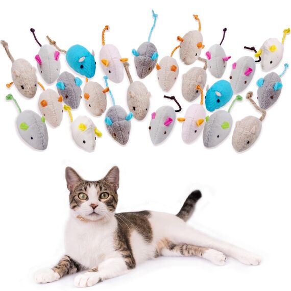 Adiwo Katzenspielzeug Maus 24 Stück Plüsch Mäuse Mit Katzenminze interaktives Spielzeug Für Katzen Und Kätzchen