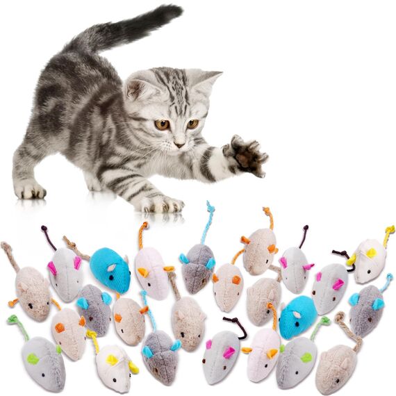 Adiwo Katzenspielzeug Maus 24 Stück Plüsch Mäuse Mit Katzenminze interaktives Spielzeug Für Katzen Und Kätzchen