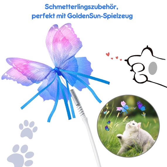 GoldenSun Katzenspielzeug, austauschbares Schmetterlings-Spielzeugzubehör(3pcs)
