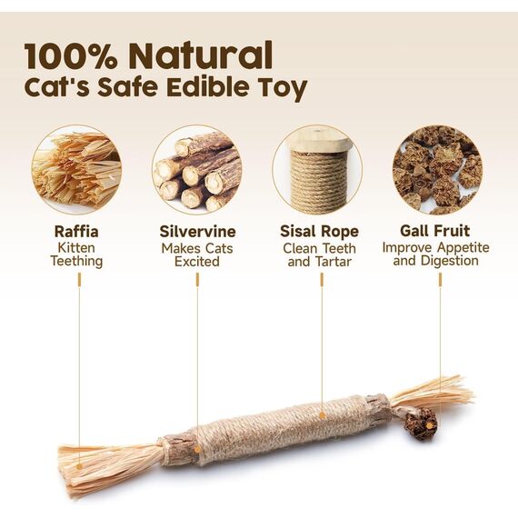 Redreo Katzenminze Sticks, 3 Stück Katzen Kauhölzer Sticks für Katzen Zahnpflege & Gegen Mundgeruch Natürlich Sicher Katzensticks Kausticks
