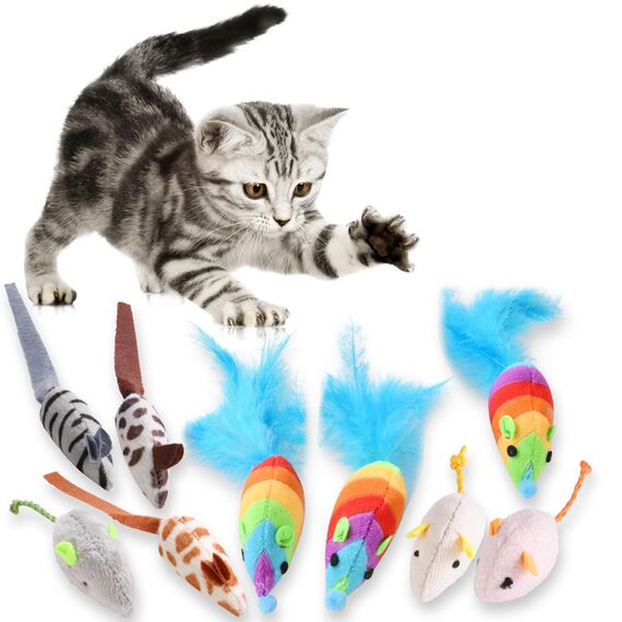 Adiwo Kkatzenspielzeug Maus, 9 Stück Katzenminzen Spielzeug Plüsch Maus mit Katzenminze Plüsch Katzenspielzeug Interaktives Katzenspielzeug Spielzeug für Katzen und Kätzchen Spielzeug Mäuse