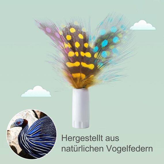 GoldenSun Katzenspielzeug, austauschbare Federn und Flauschiges Spielzeugzubehör, 12 Stück Federnachfüllung für interaktives Katzenspielzeug