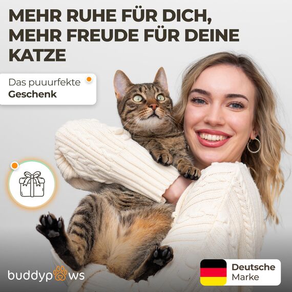 buddypaws® Katzenangel stabil mit 4 Anhängern & Katzenminze – Ausziehbar 42-104 cm – Flexibles Glasfasermaterial – Katzenspielzeug Set mit Ersatzschnur – Spielangel für Katzen - Cat Toys