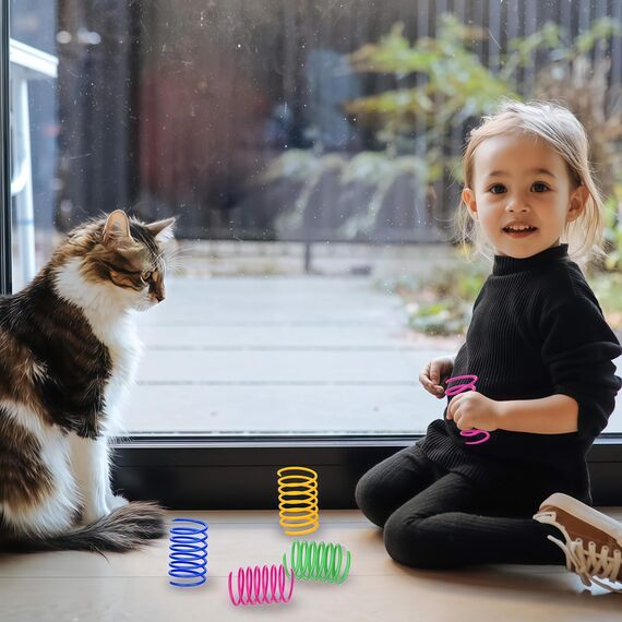Grantop 32 Stück Katze Spielzeug, Buntes kreatives Kunststoff Spiralfedern Spirale,Spielzeug Neuheit Haustiere Bunte Spiralfedern Spring Spirale für Katze (32 Stück)