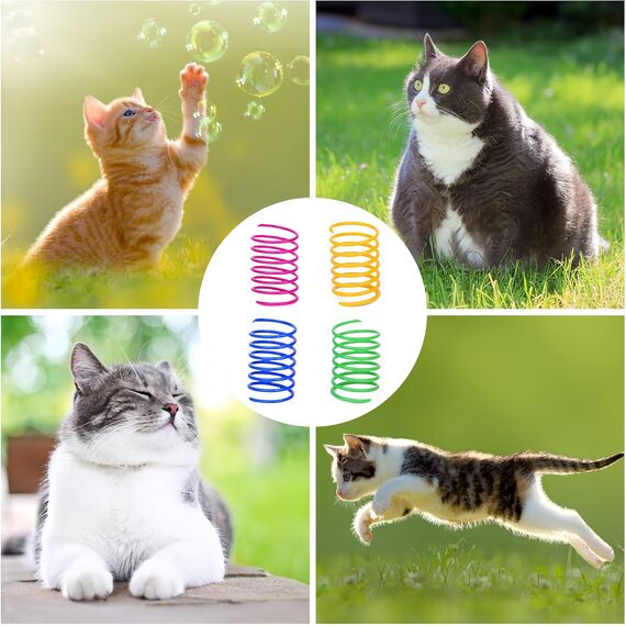 Grantop 100 Stück Katze Spielzeug, Buntes kreatives Kunststoff Spiralfedern Spirale,Spielzeug Neuheit Haustiere Bunte Spiralfedern Spring Spirale für Katze (100 Stück)